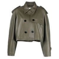 Trench coat cropped de couro