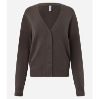 Cardigan Curto em Tricô com Botões Marrom