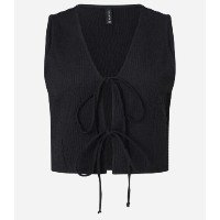 Blusa Colete com Abertura e Amarração Frontal Preto