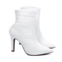 Bota Branca Feminina Bico Fino Torricella