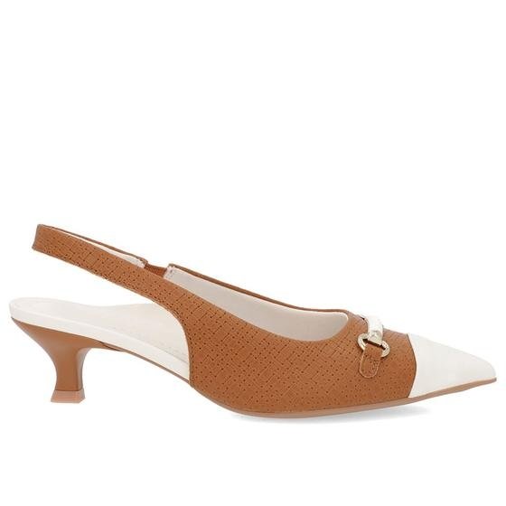 Slingback Marrom Couro Salto Fino - Usaflex