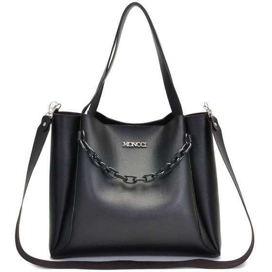 bolsa saco grande com corrente feminina faculdade trabalho moncci