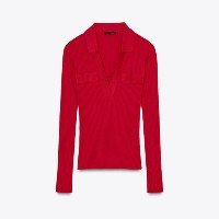 CAMISETA CANELADA COM GOLA POLO