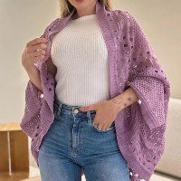 Cardigan Crochê Tricot Colete Rendado Regata