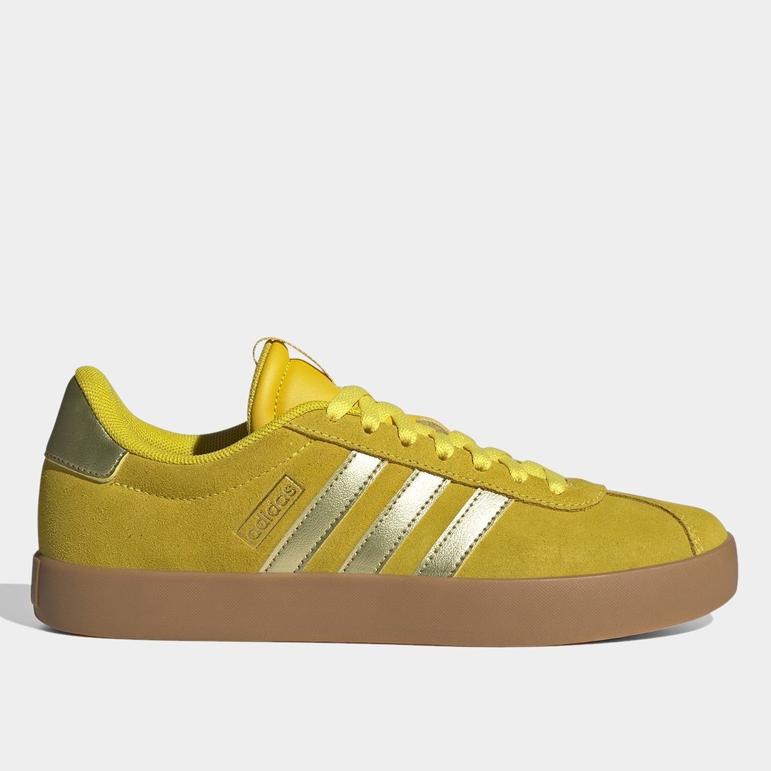 Tênis Couro Adidas Vl Court 3 0 Feminino - Amarelo+Prata