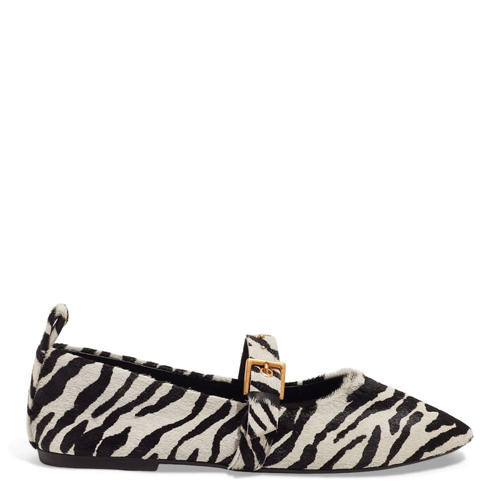 Sapatilha Couro Animal Print Estampa Zebra Bico Redondo