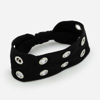 Faixa de Cabelo Larga com Ilhos Preto