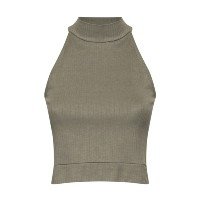 BLUSA CROPPED SEM MANGA GOLA ALTA CANELADA
