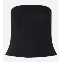 Blusa em Alfaiataria Tomara que Caia com Barra Evasê Preto