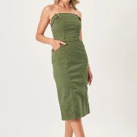 Vestido Midi Tomara Que Caia Verde Musgo - Verde Militar