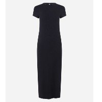 Vestido Longo em Algodão com Manga Curta Preto