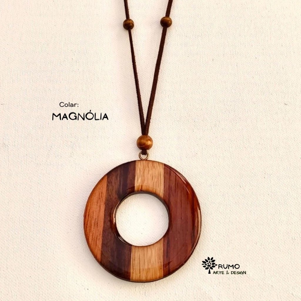 Biojóia Conjunto Colar e brinco - Magnólia