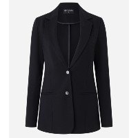 Blazer Slim Alongado em Ponto Roma com Bolsos Embutidos Preto