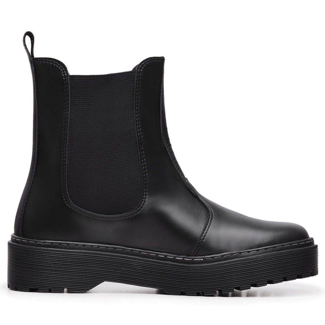 Coturno Ever Way Chelsea Cano Curto Plataforma Feminino - Preto