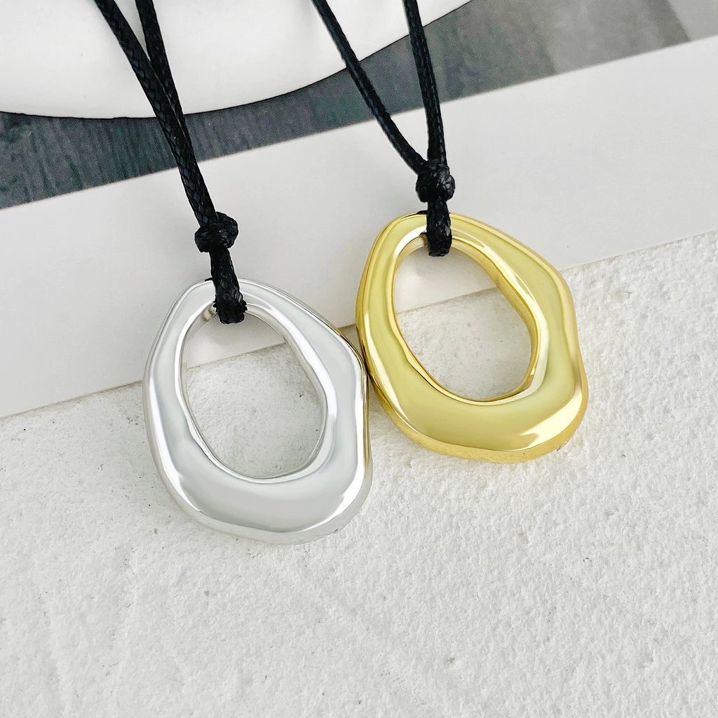 Colar de corda de cera oco irregular feminino simples personalidade geométr