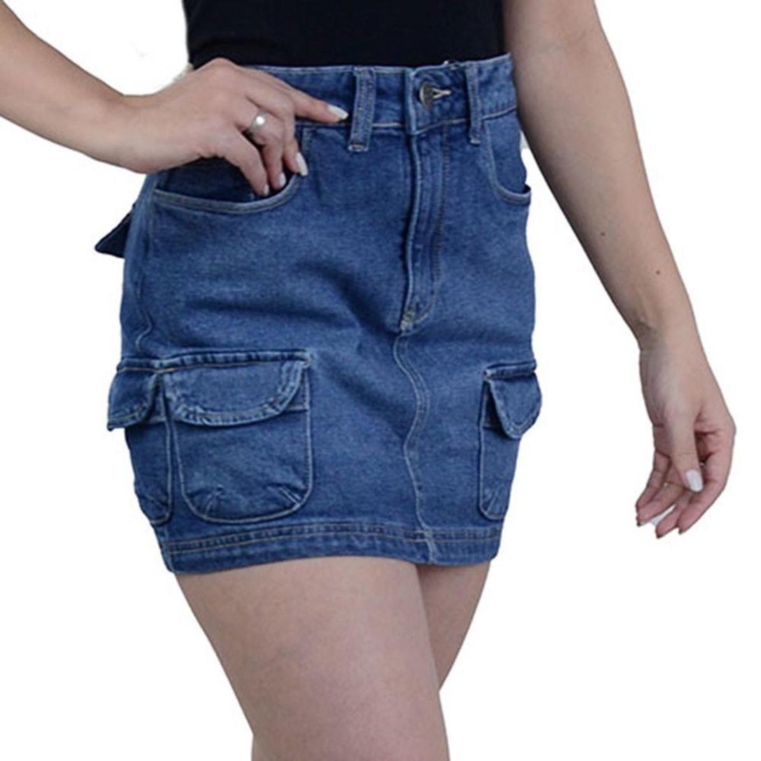 Saia Feminina Aeropostale Jeans Cargo - 98113 - Azul