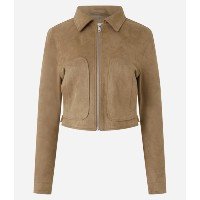 Jaqueta Boxy em Suede com Bolsos Aplicados Marrom