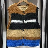 Colete feminino de malha de peito único, suéter sem mangas, mistura mohair,