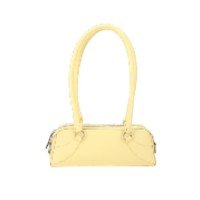 BOLSA MÉDIA EM COURO AMARELO PALHA COM ALÇA ALONGADA