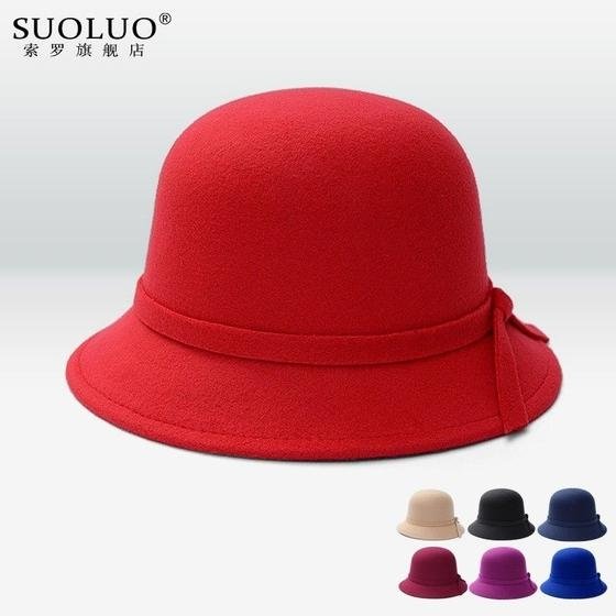 Chapéu Feminina Cloche Retro Inglesa Feltro La Inverno feltro lacinho - oem