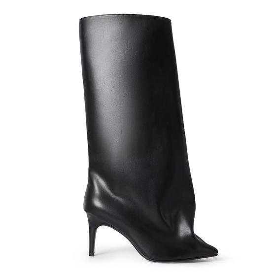 Botas de cano alto Lunhonk Shark femininas com salto agulha e bico fino