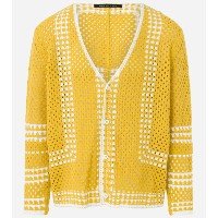 Camisa Relaxed com Textura Efeito Crochê e Gola em V Amarelo