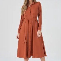 Vestido Chemise Midi PKS Terracota