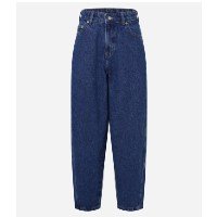 Calça Baggy em Jeans com Lateral Transpassada Azul