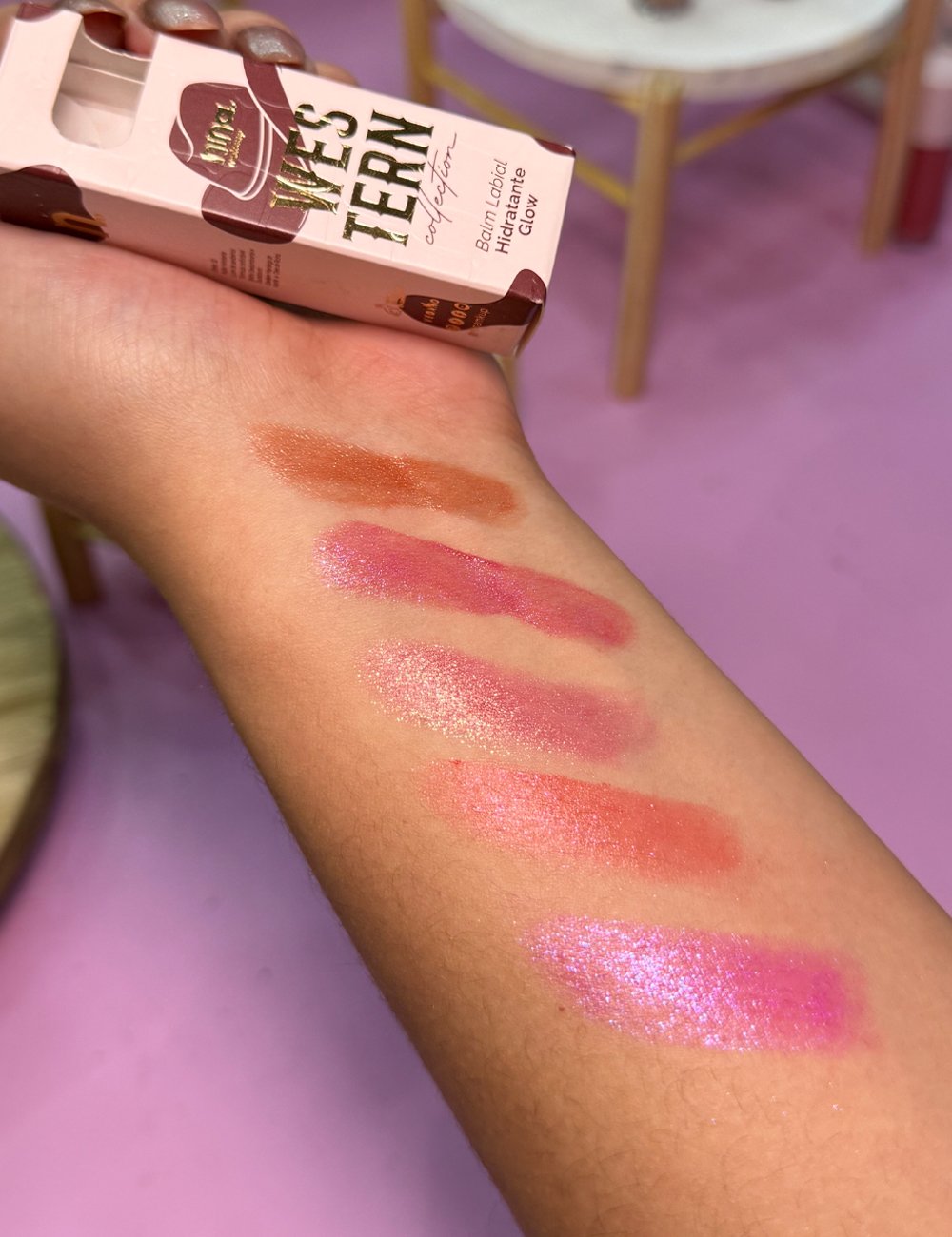 Swatches dos novos balms de Nina Makeup