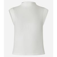 Blusa em Ribana com Golinha Alta e Cava Estendida Off White