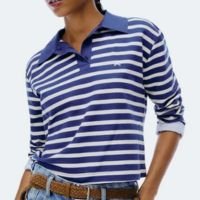 Blusa Polo Hering Manga Longa Listrada Feminina - Azul