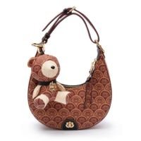 Bolsa Hobo Sirena Monograma Canvas Caramelo