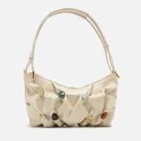 Bolsa Tiracolo Branca Couro Média Aplicações