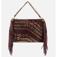 Bolsa Tiracolo Vermelha Couro Grande Franjas