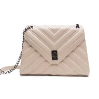 Bolsa Feminina Maria Milão Transversal Alça De Corrente Matelassê Off-White