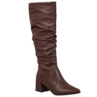 Bota Enrrugada GigiL Cano Longo Slouch Bico Fino Terra