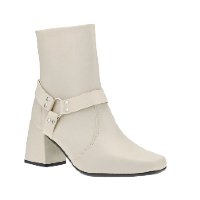 Bota Feminina Fivela Bico Quadrado Salto Alto Grosso