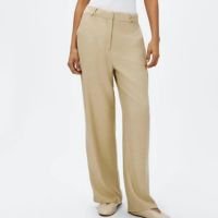 Calça Feminina Reta em Viscolinho - Cáqui