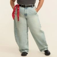 Calça Barrel em Jeans Dirty Curve & Plus Size Azul