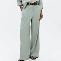 Calça Feminina Reta Cintura Alta Com Linho - Verde