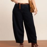 Calça Barrel em Jeans Amaciado Curve & Plus Size Azul