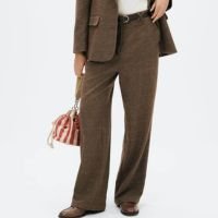 Calça Hering Reta Em Alfaiataria Com Lã Feminina - Marrom