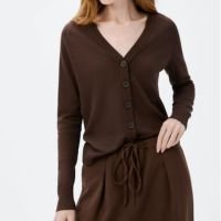 cardigan feminino em tricô - marrom
