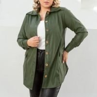 Camisa/Parka Couro Sintético plus size - Verde