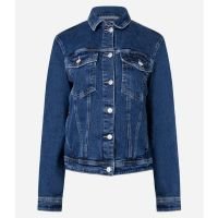Jaqueta Trucker em Jeans com Bolsos Azul Escuro