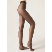 Meia-Calça Em Tule Com Strass - Preto