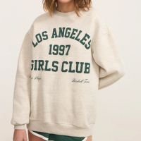 Moletom Slim com Forro Fleece e Estampa Los Angeles 1997 Bege