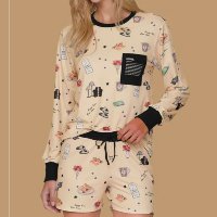 Pijama Manga Longa Short Feminino Happy Place