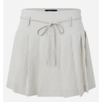 Mini Saia em Alfaiataria com Pregas e Amarração no Cós Off White