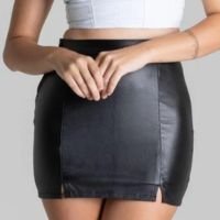 Saia Couro Sintético Sawary - 276214 - BLACK 44 - Preto